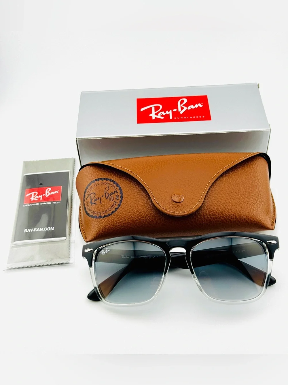 Ray-Ban Steve Sunglasses RB4487 Polished Black on transparent Frame Grey Lenses